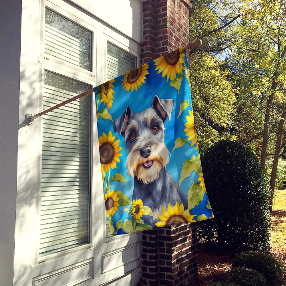 Schnauzer in Sunflowers House Flag