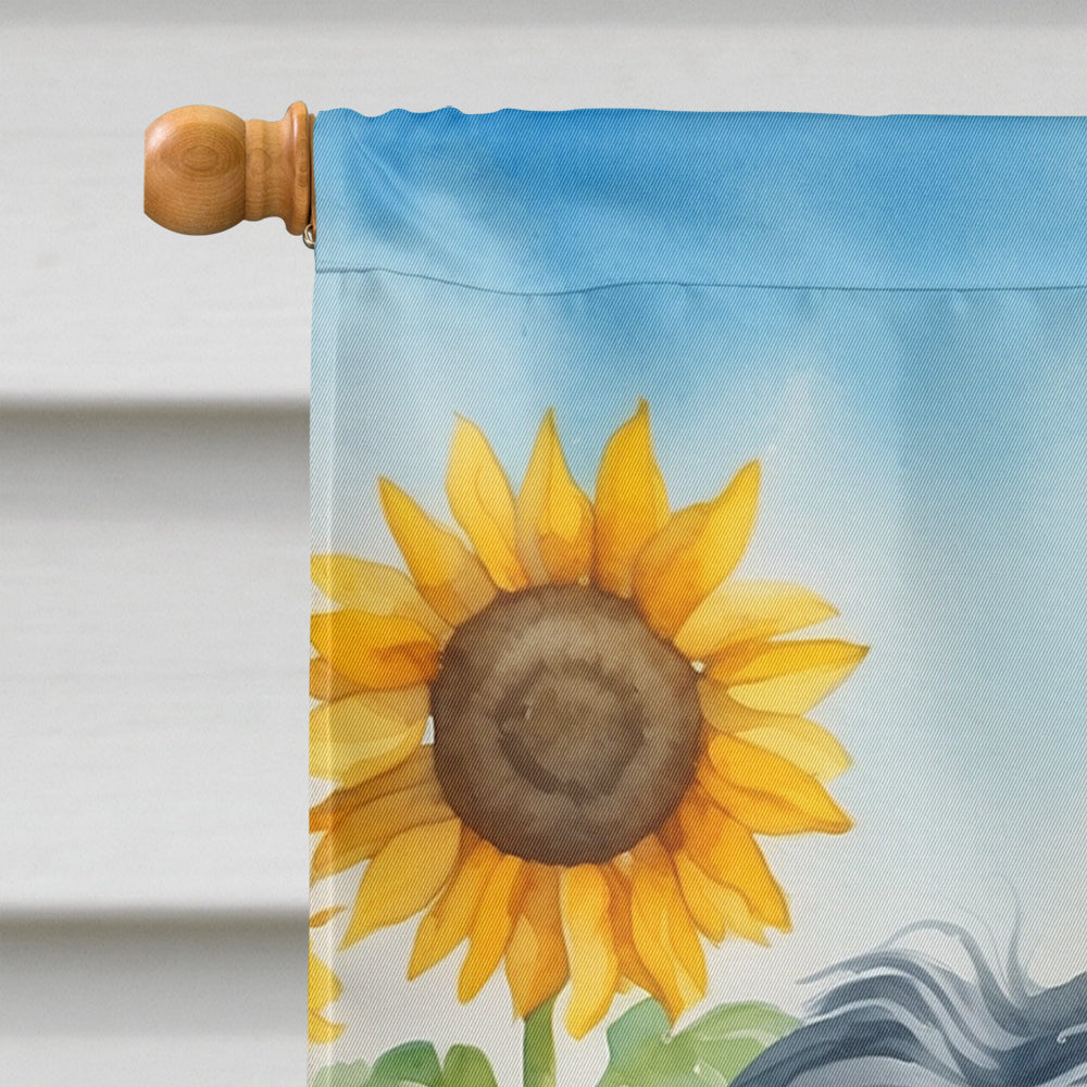 Scottish Deerhound in Sunflowers House Flag