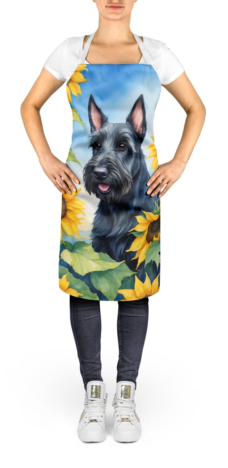 Scottish Terrier in Sunflowers Apron