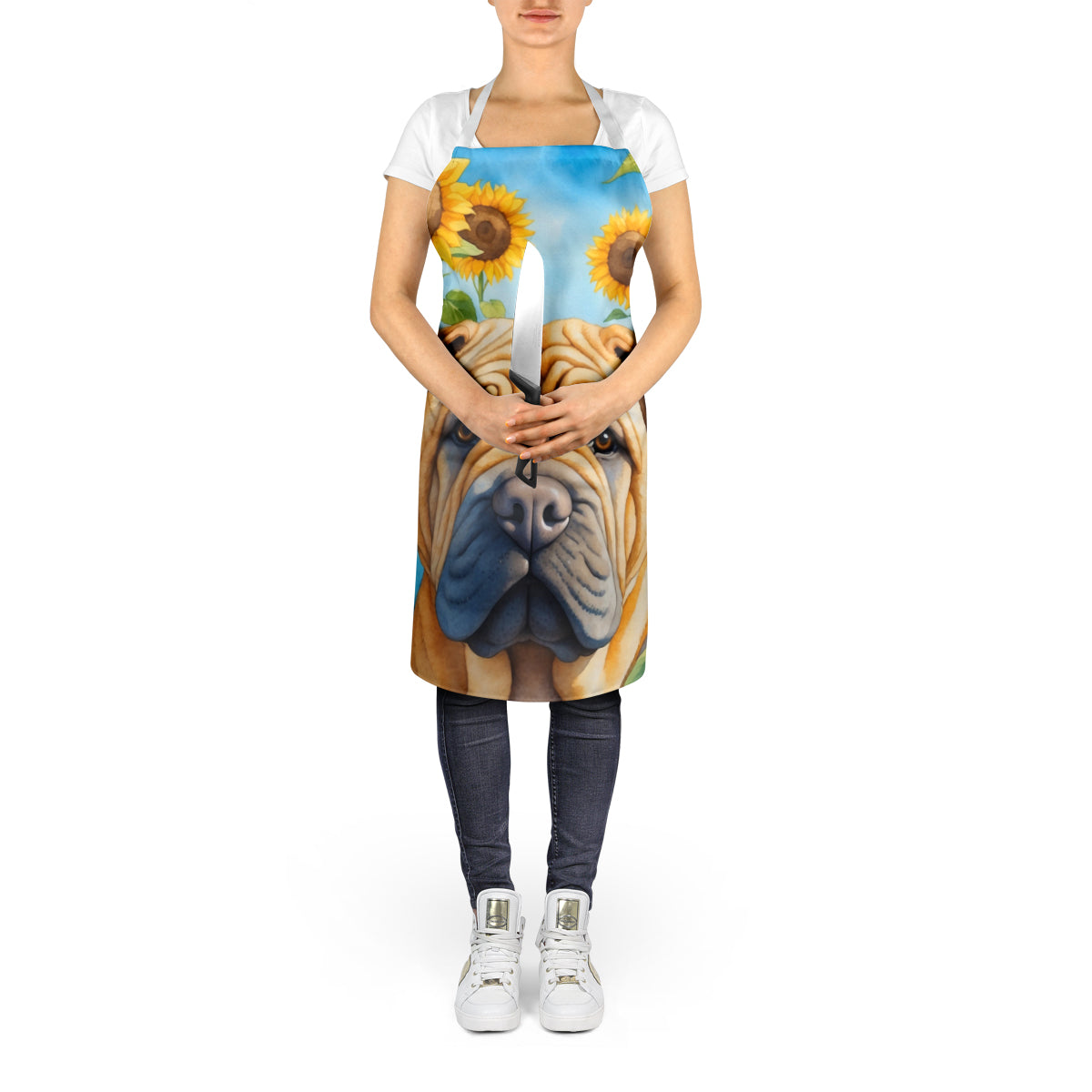 Shar Pei in Sunflowers Apron