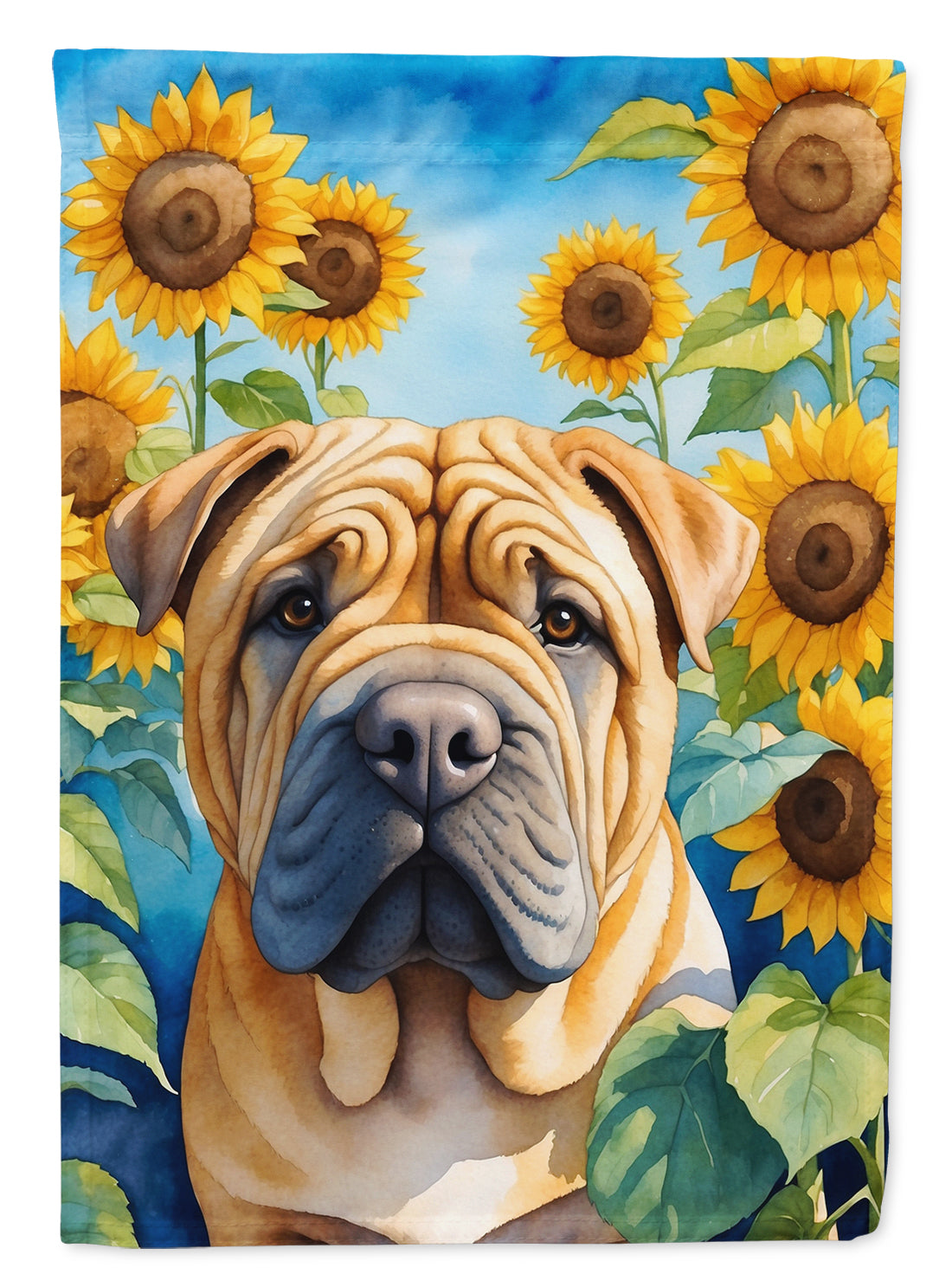 Buy this Shar Pei in Sunflowers House Flag