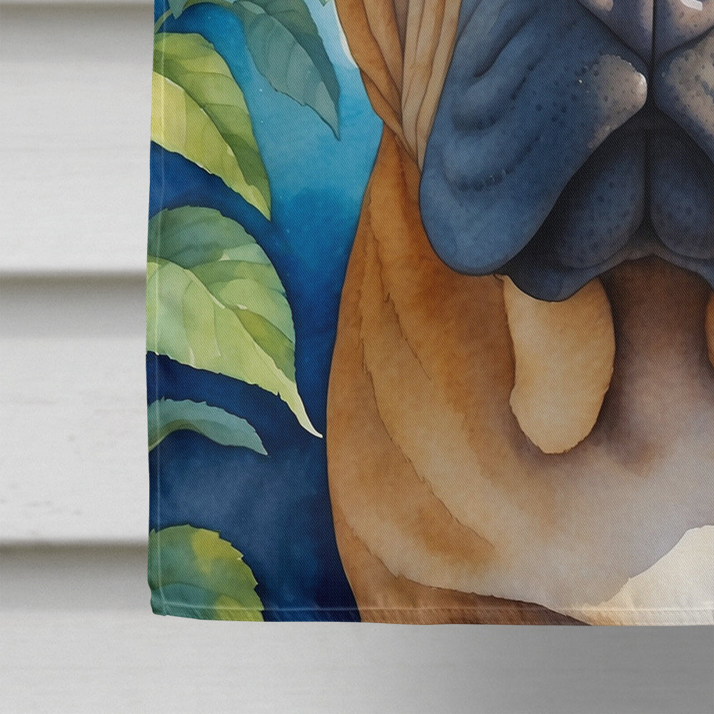 Shar Pei in Sunflowers House Flag