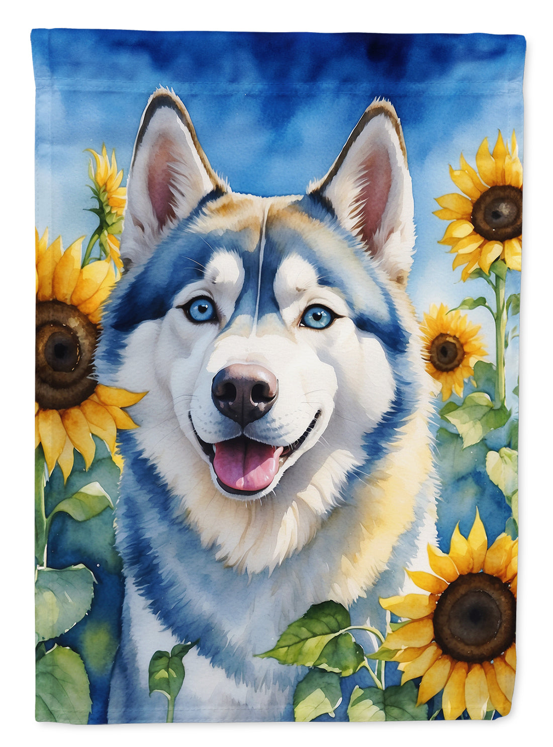 Buy this Siberian Husky in Sunflowers Garden Flag