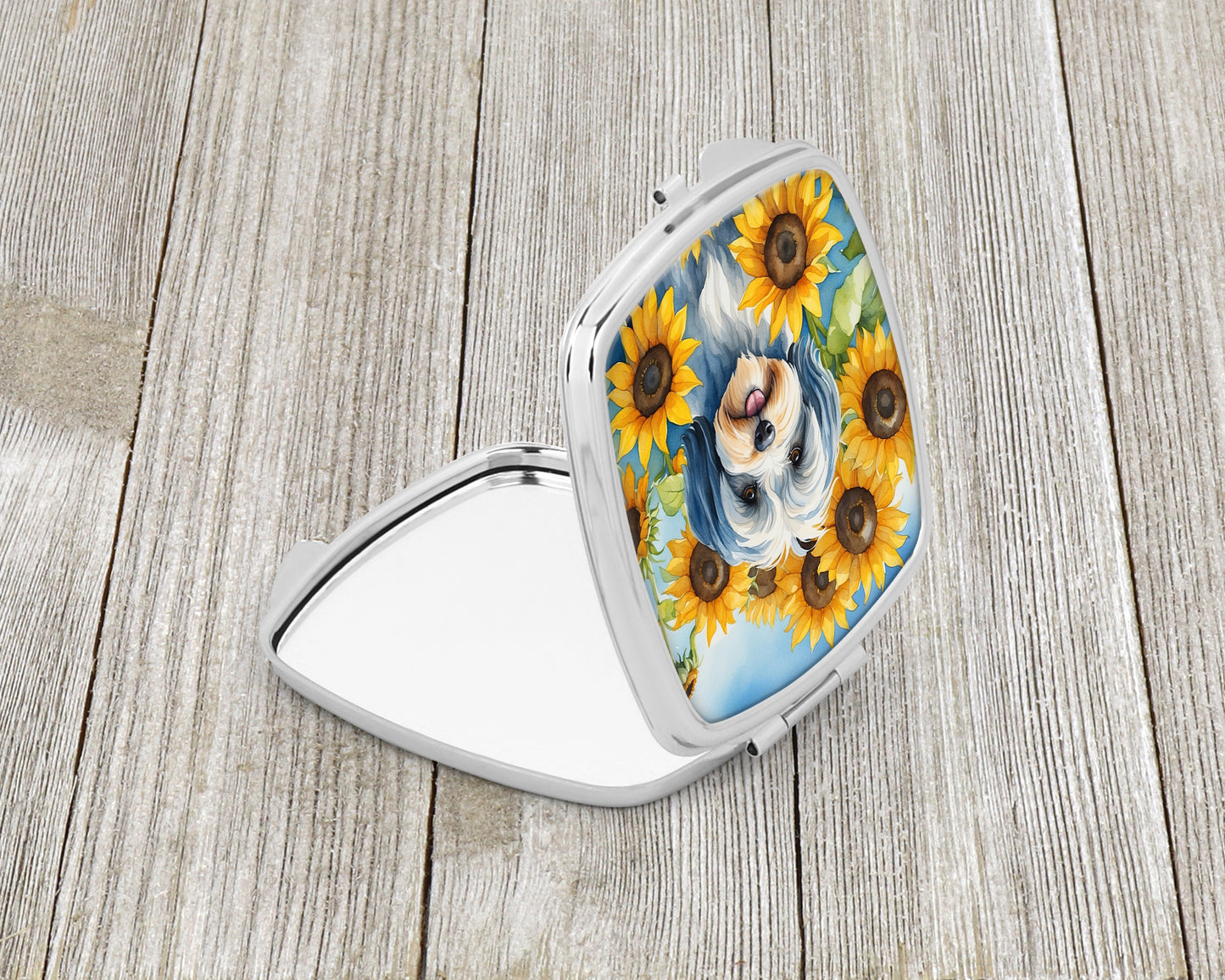 Tibetan Terrier in Sunflowers Compact Mirror