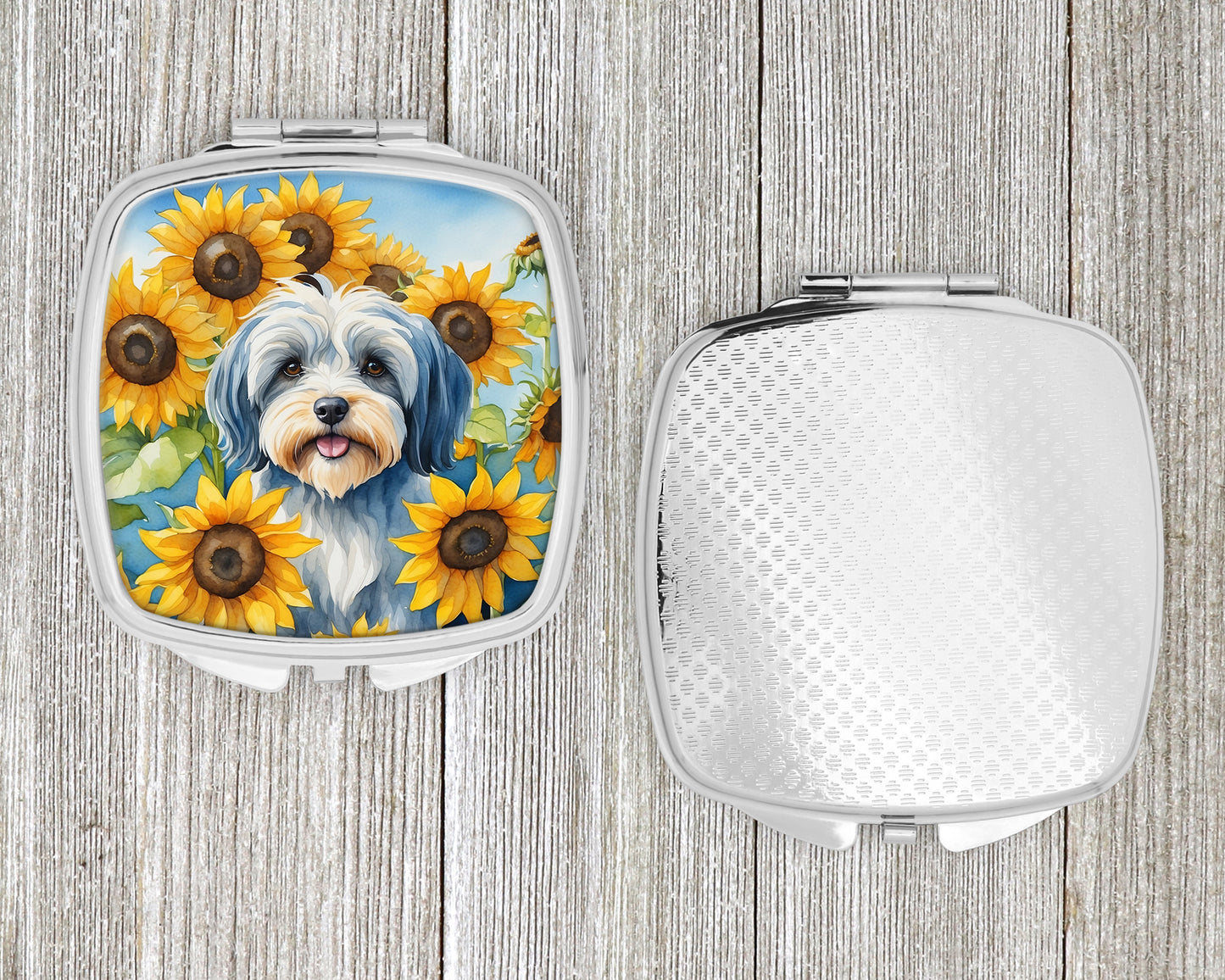 Tibetan Terrier in Sunflowers Compact Mirror