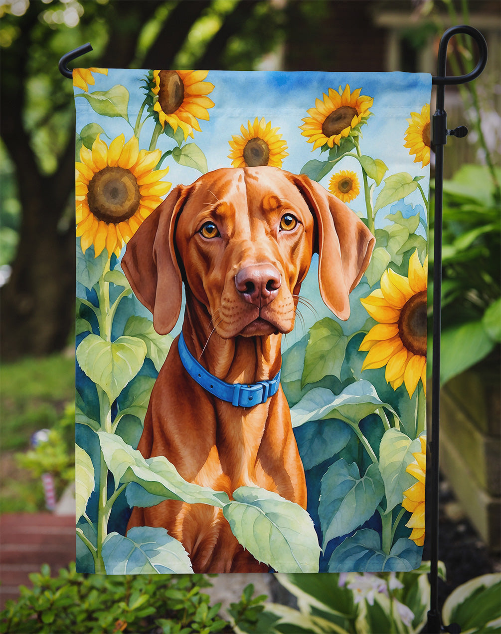 Vizsla in Sunflowers Garden Flag