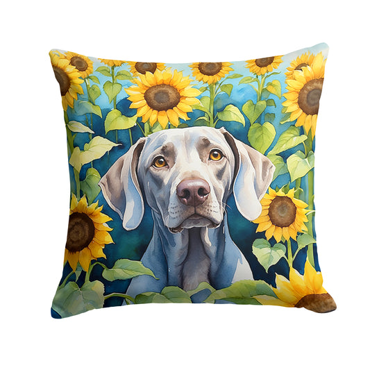 Buy this Weimaraner in Sunflowers Throw Pillow