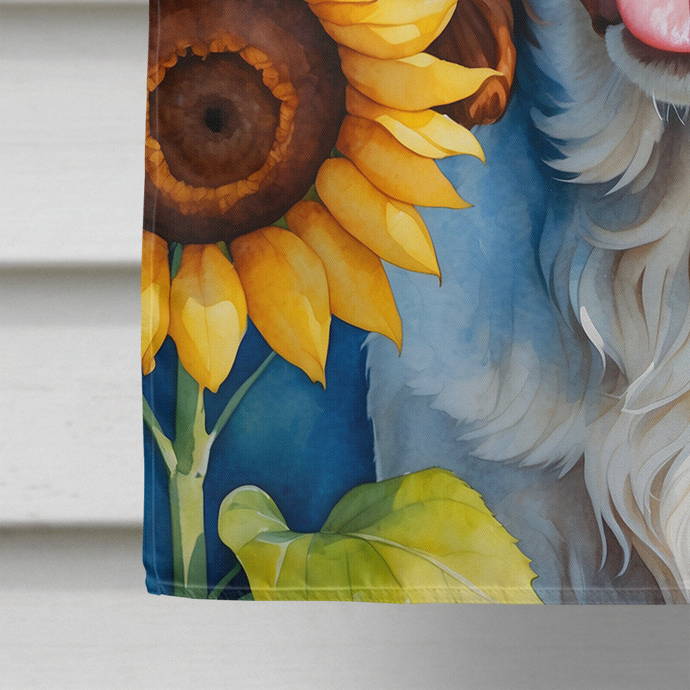 Welsh Springer Spaniel in Sunflowers House Flag