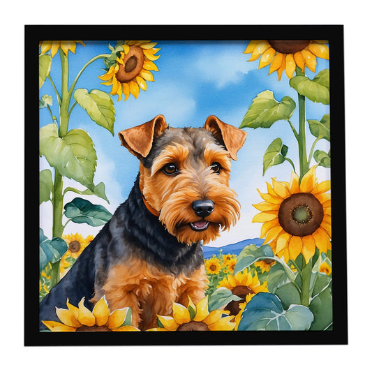 Buy this Welsh Terrier in Sunflowers Framed Metal Print