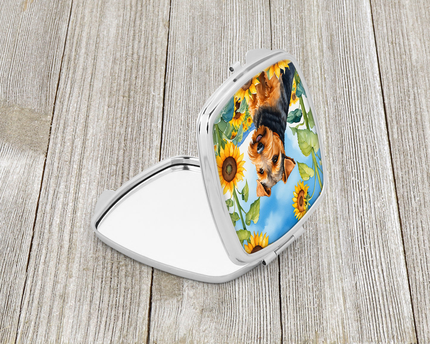 Welsh Terrier in Sunflowers Compact Mirror