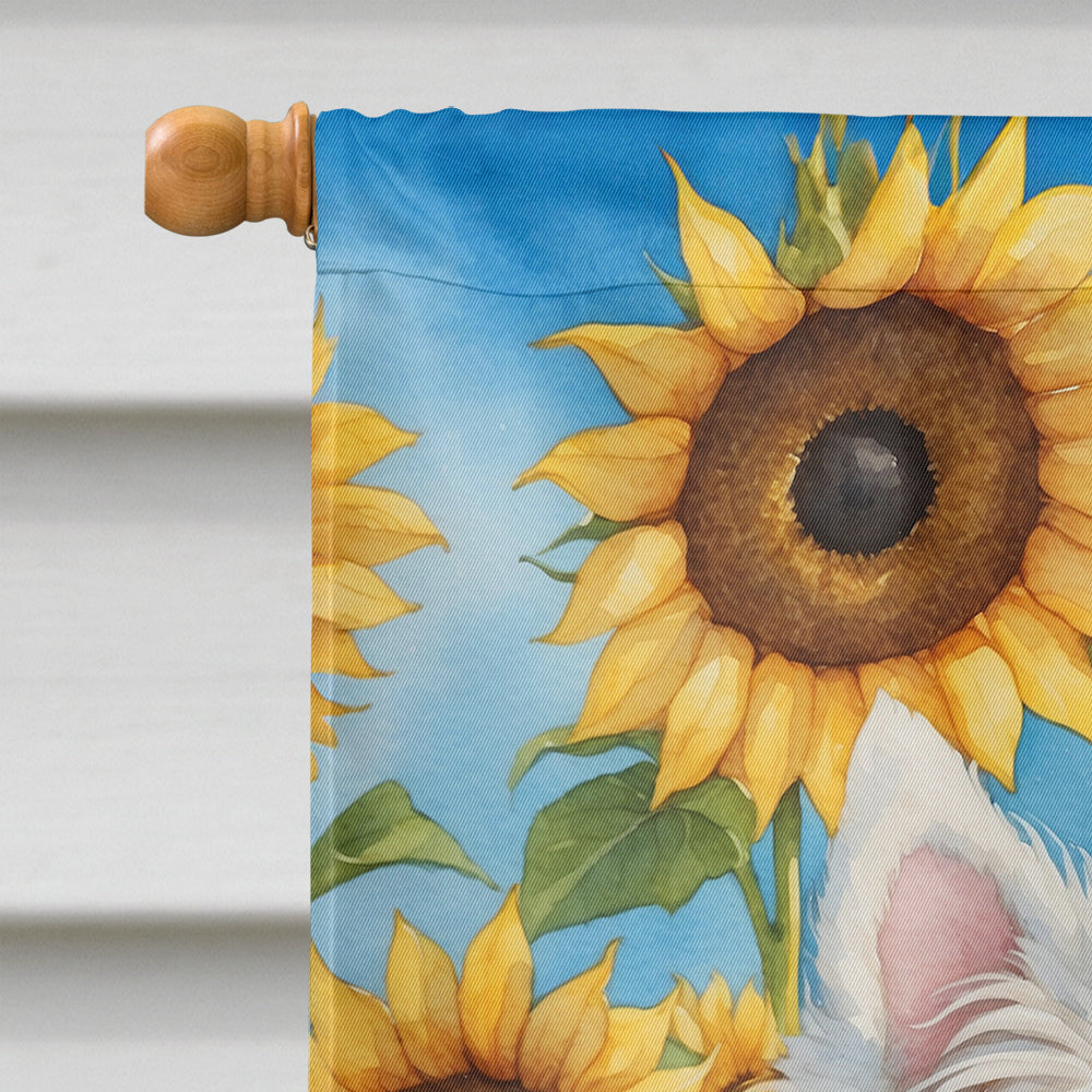 Westie in Sunflowers House Flag