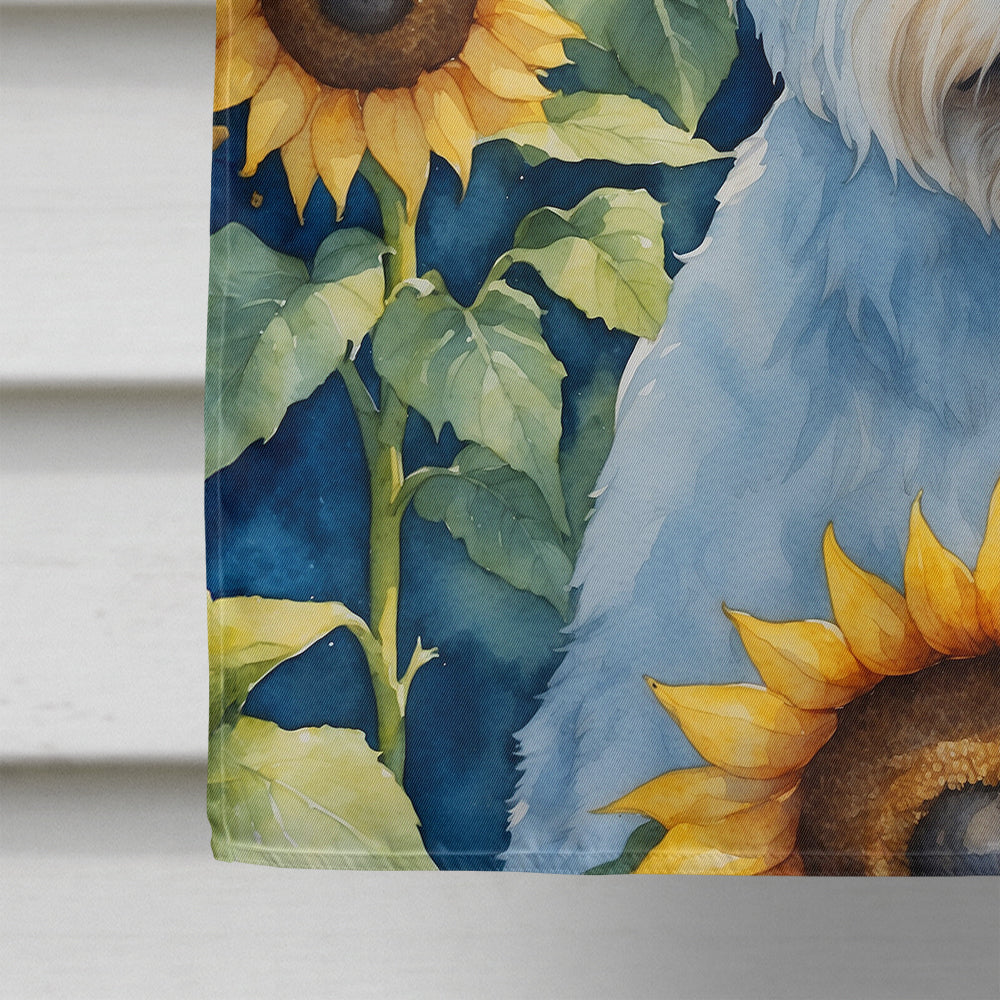 Westie in Sunflowers House Flag