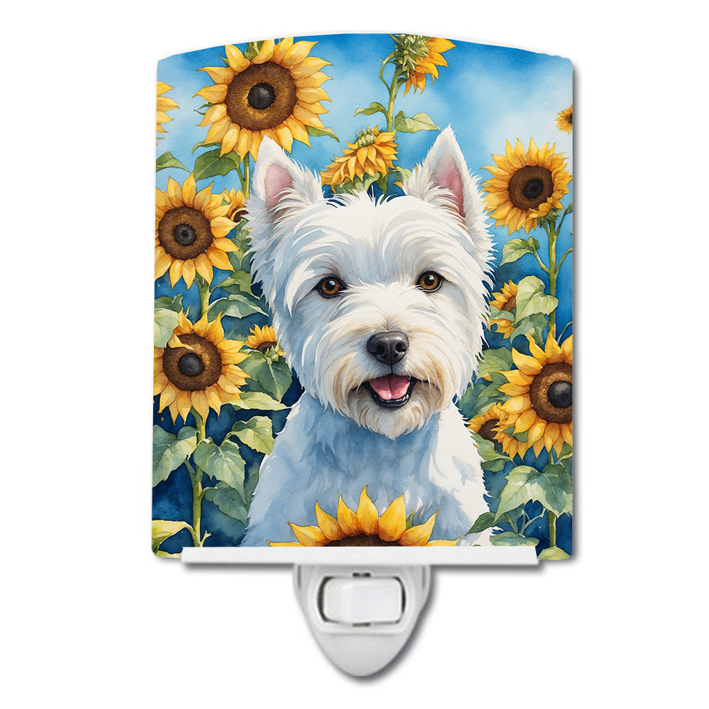 Buy this Westie in Sunflowers Ceramic Night Light