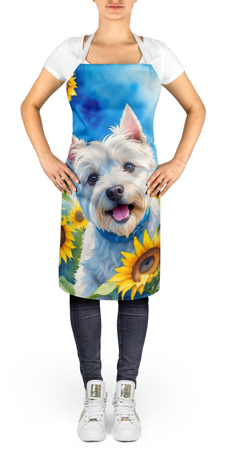 Westie in Sunflowers Apron