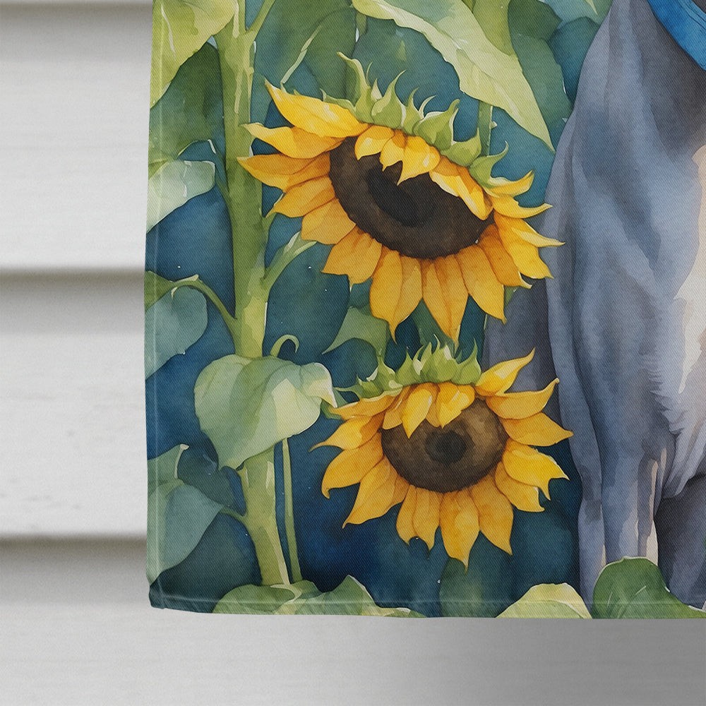 Whippet in Sunflowers House Flag