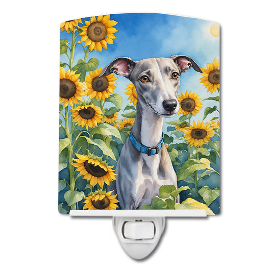 Buy this Whippet in Sunflowers Ceramic Night Light