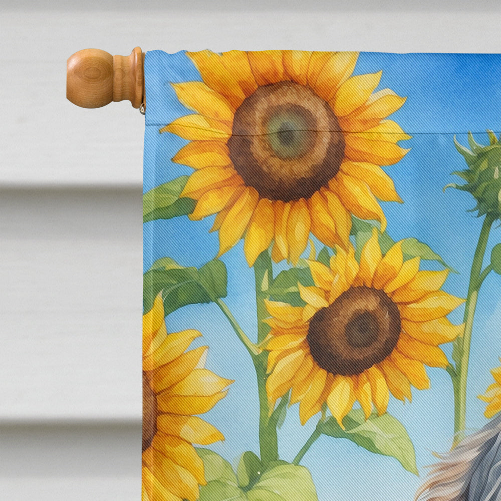 Wirehaired Pointing Griffon in Sunflowers House Flag