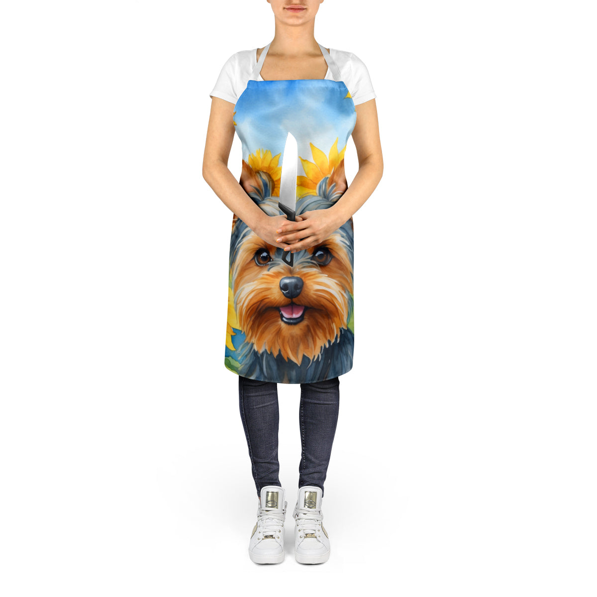 Yorkshire Terrier in Sunflowers Apron