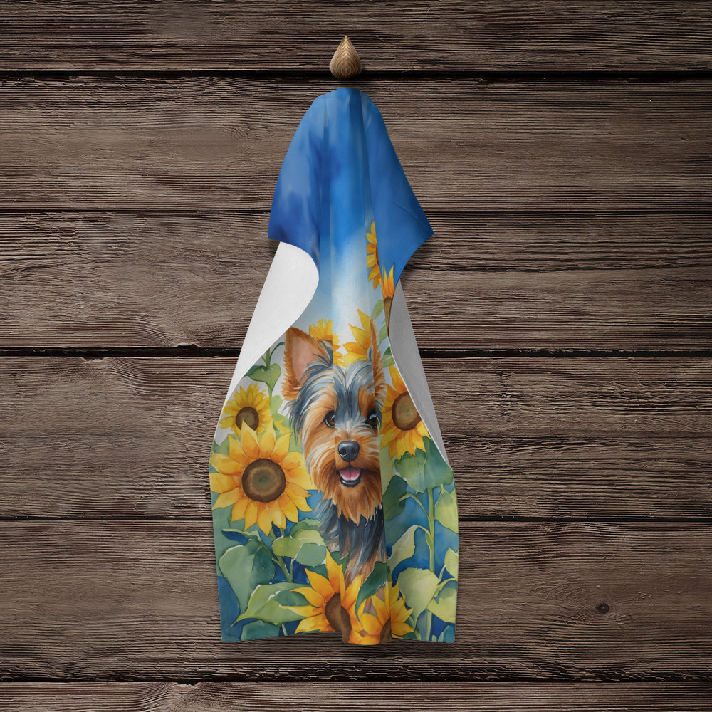 Yorkshire Terrier in Sunflowers Kitchen Towel