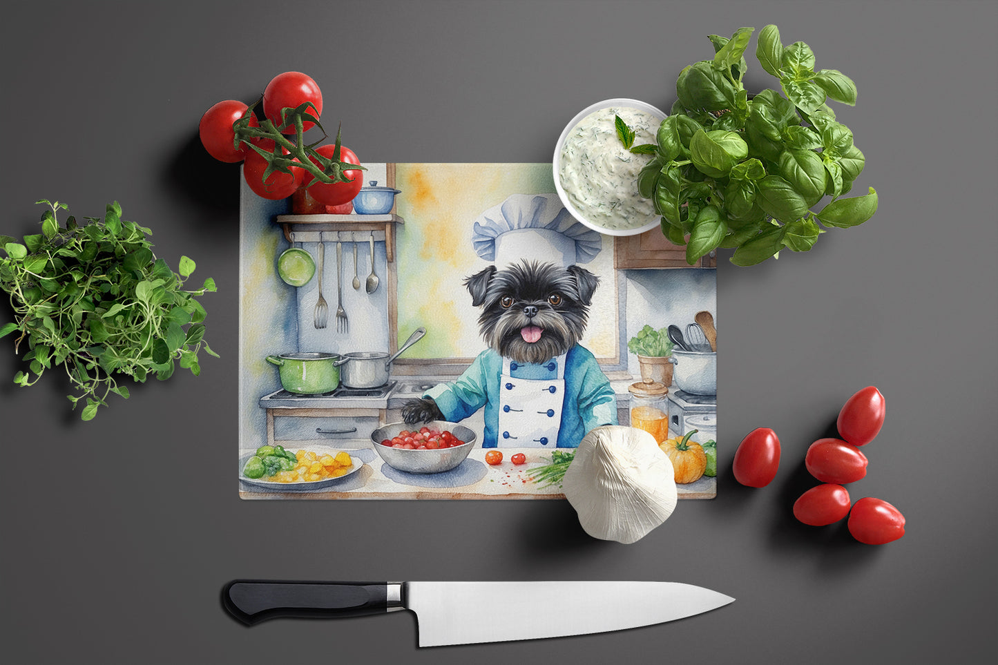 Affenpinscher The Chef Glass Cutting Board