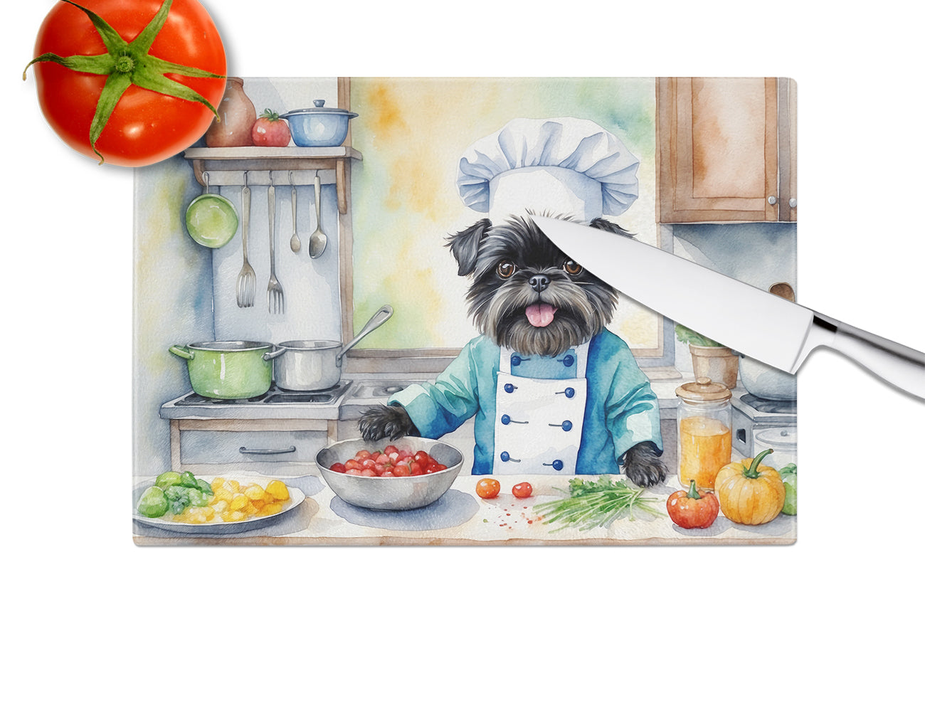 Affenpinscher The Chef Glass Cutting Board