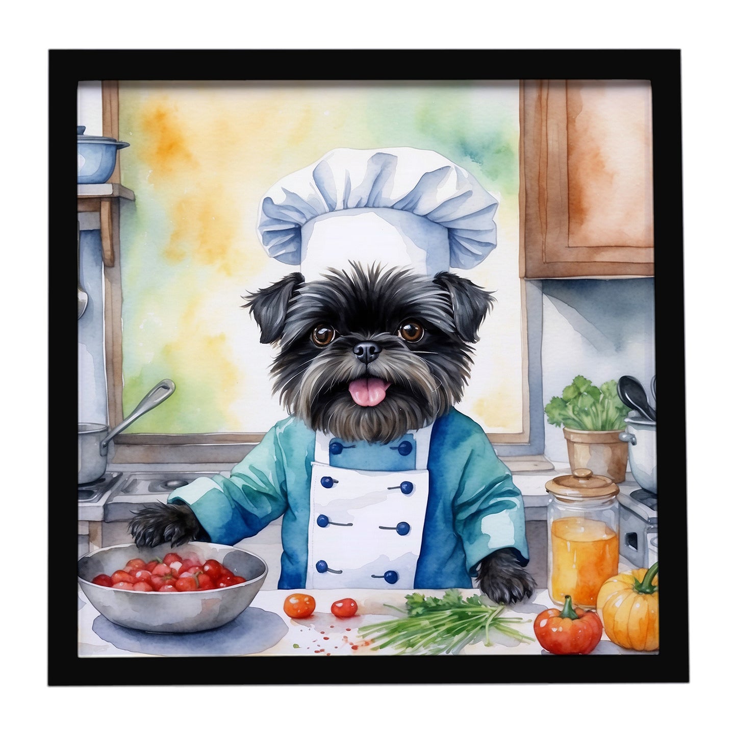 Buy this Affenpinscher The Chef Framed Metal Print