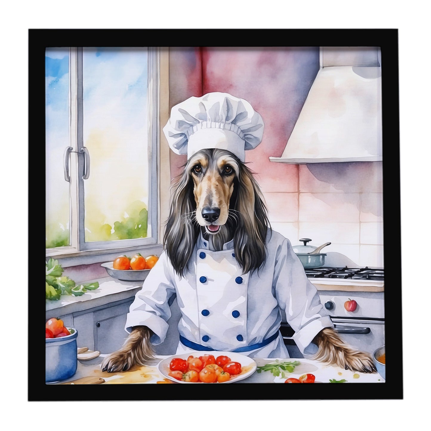 Buy this Afghan Hound The Chef Framed Metal Print