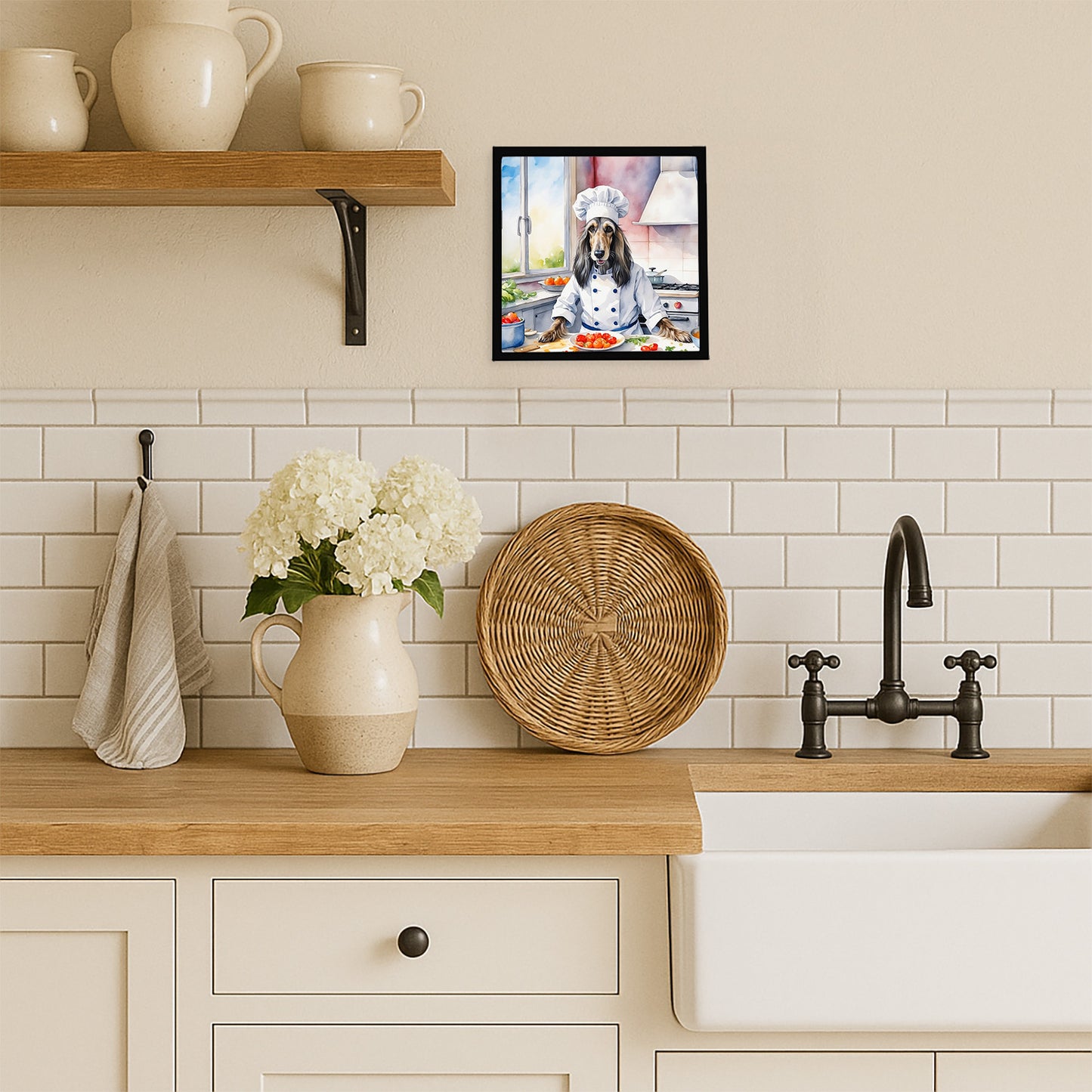 Afghan Hound The Chef Framed Metal Print