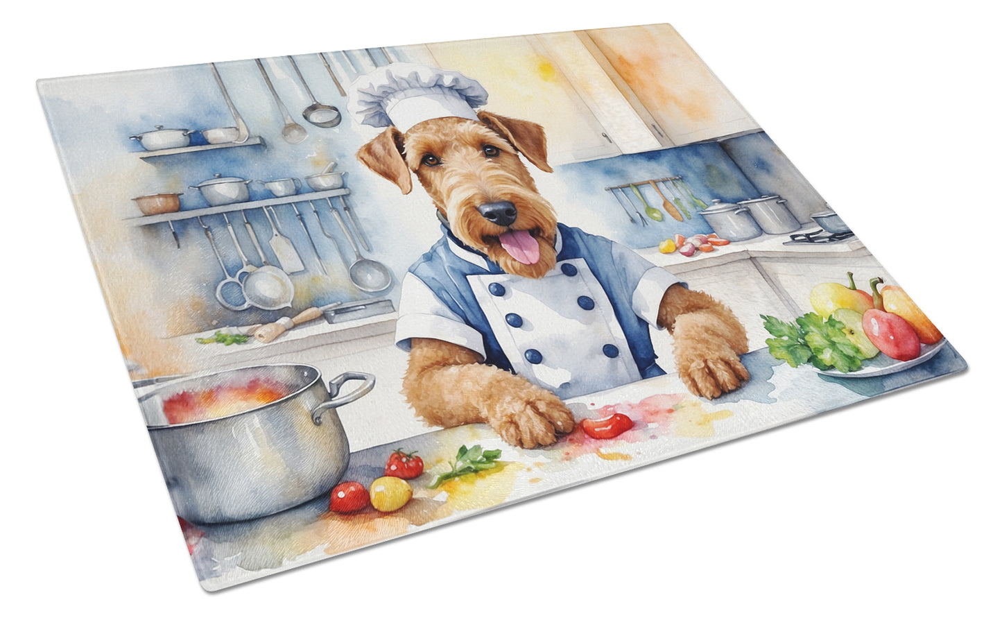 Buy this Airedale Terrier The Chef Glass Cutting Board