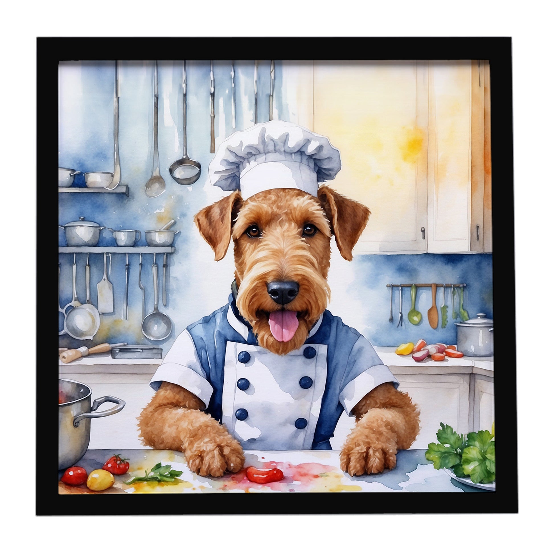 Buy this Airedale Terrier The Chef Framed Metal Print