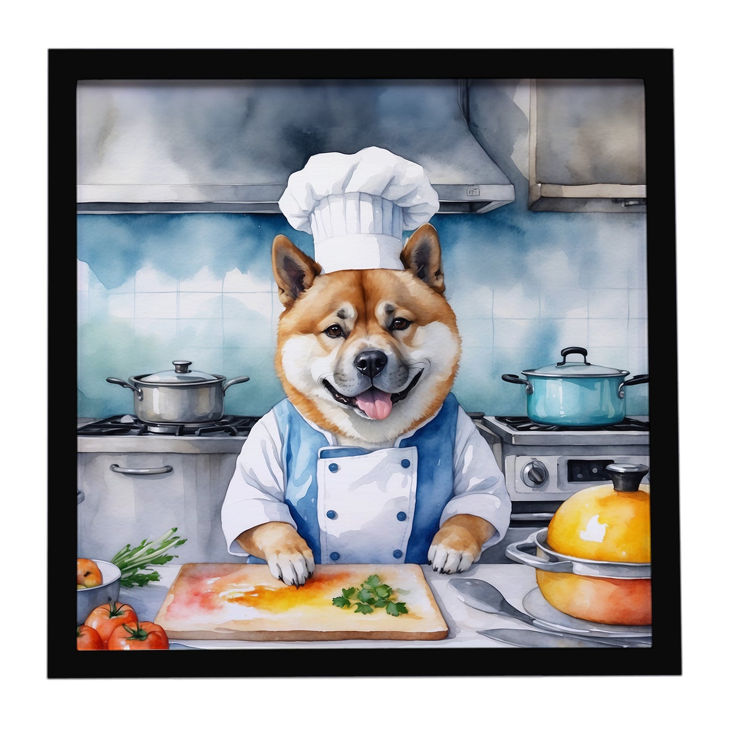 Buy this Akita The Chef Framed Metal Print