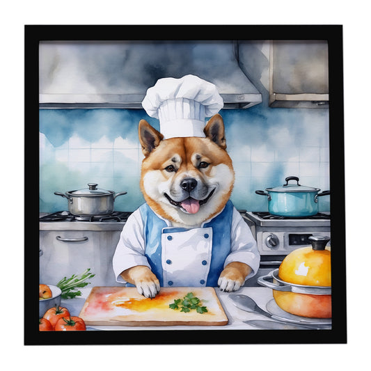 Buy this Akita The Chef Framed Metal Print