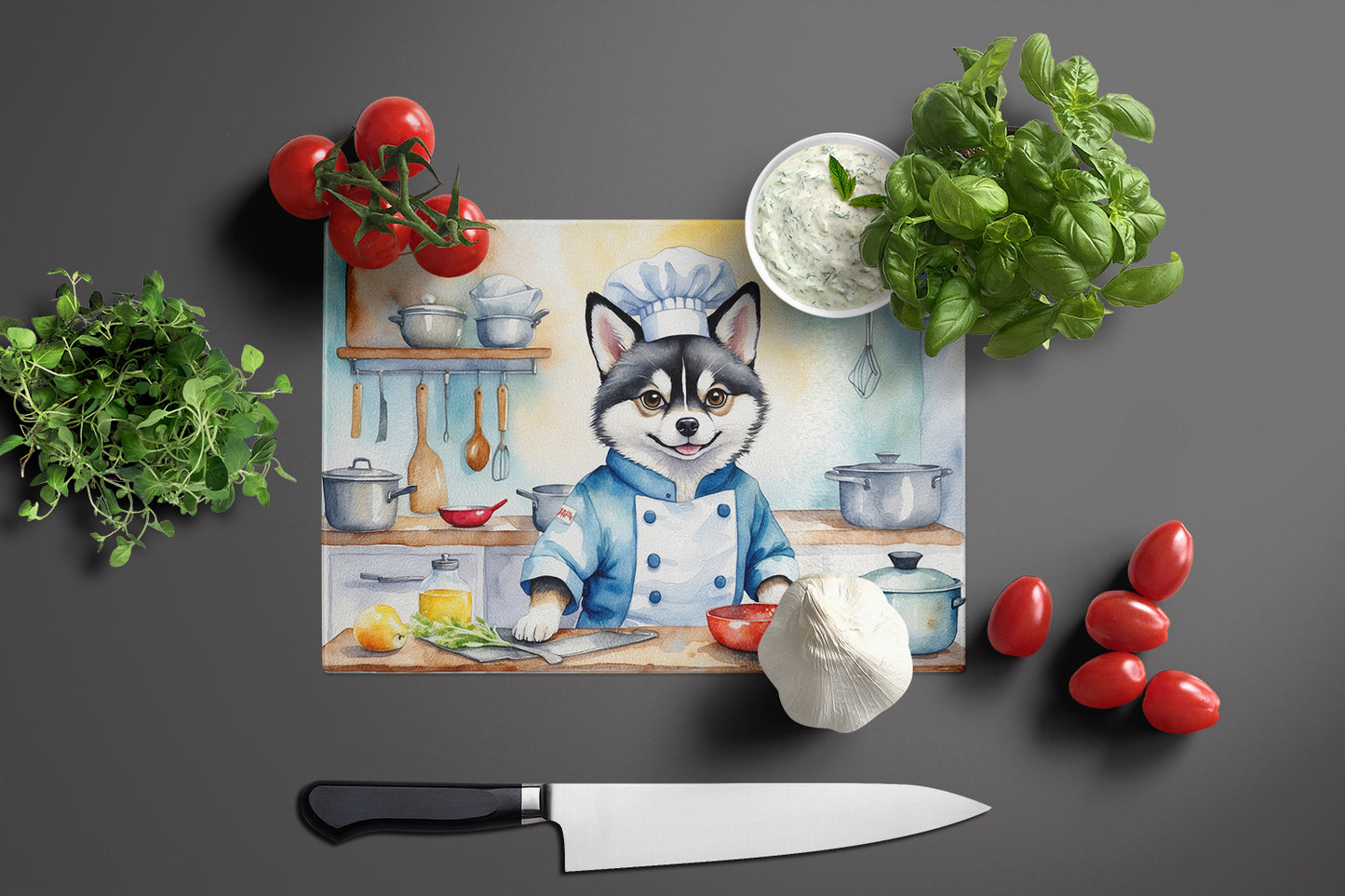 Alaskan Klee Kai The Chef Glass Cutting Board