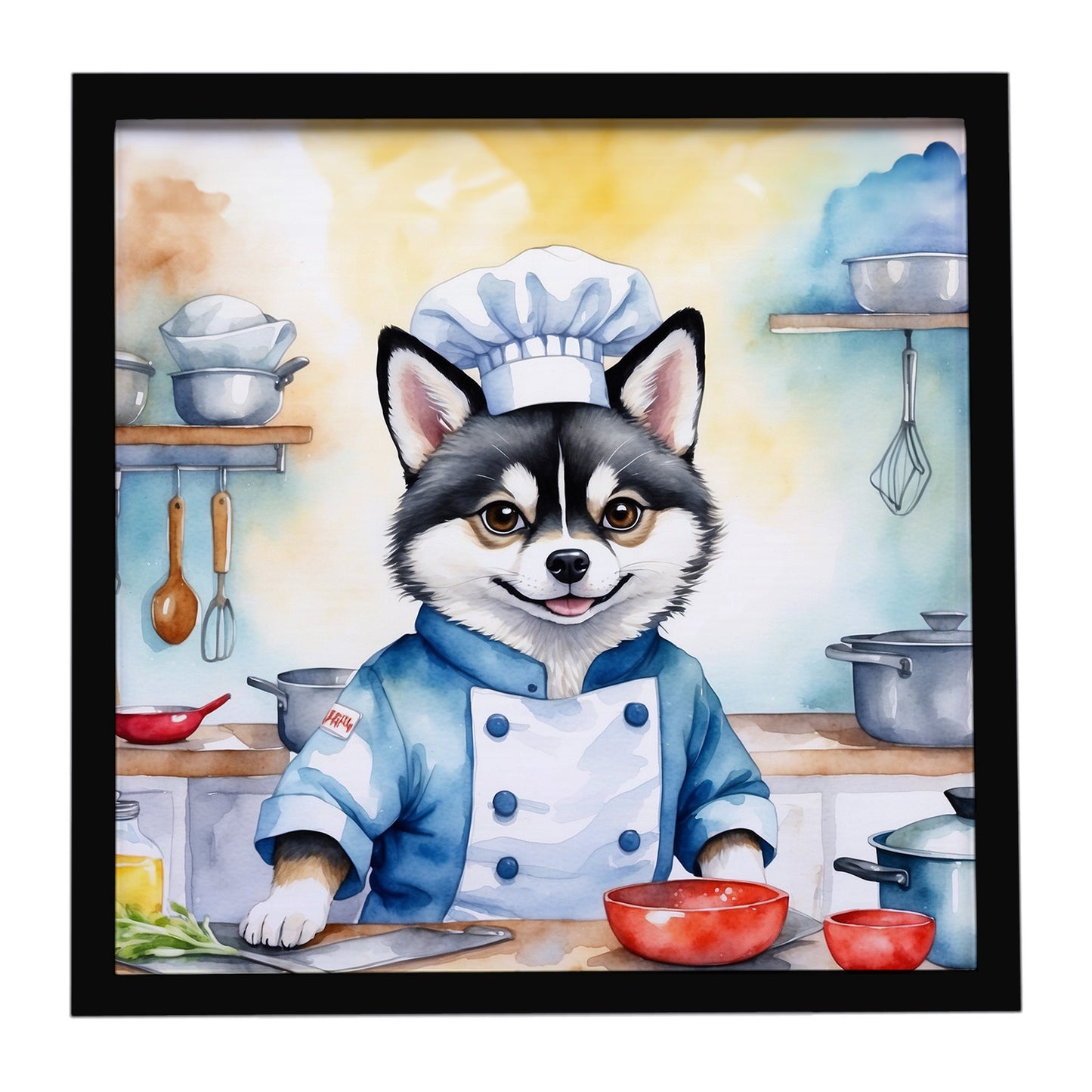 Buy this Alaskan Klee Kai The Chef Framed Metal Print
