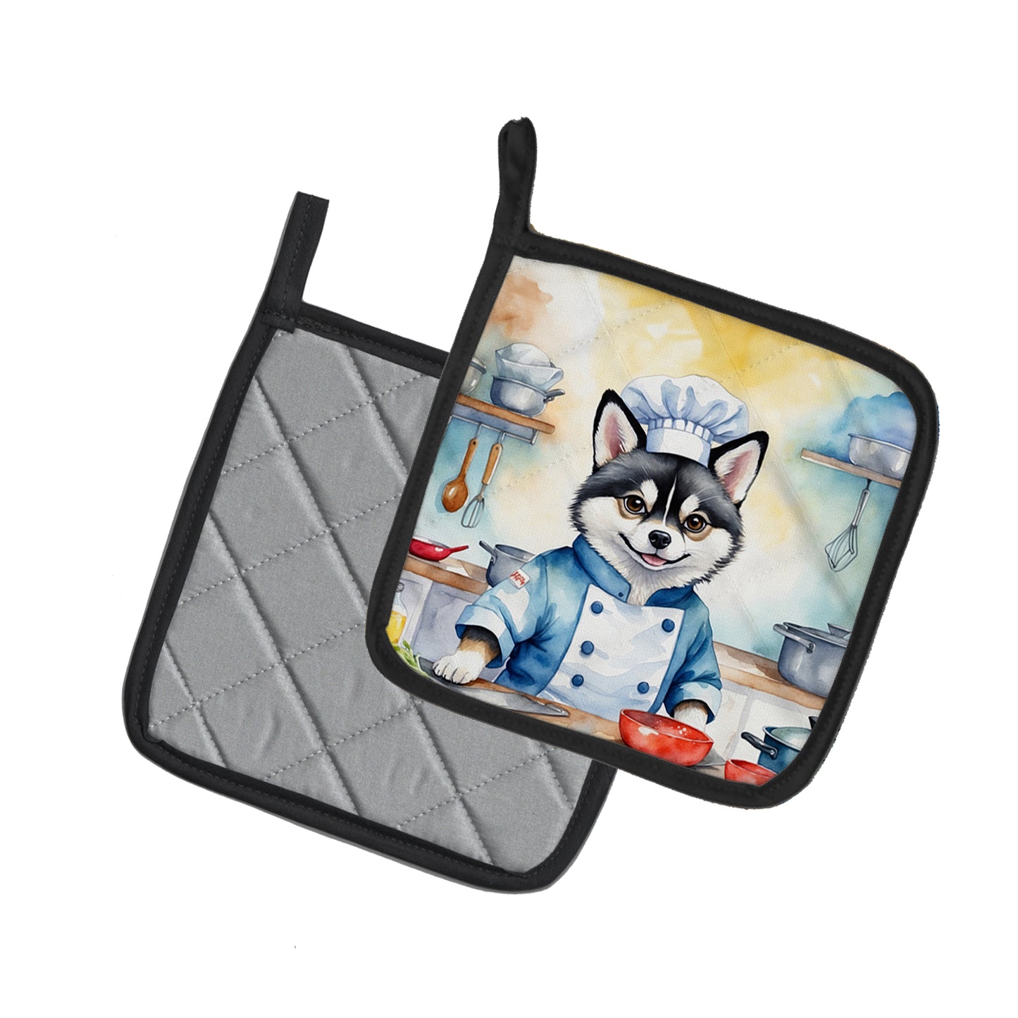 Alaskan Klee Kai The Chef Pair of Pot Holders