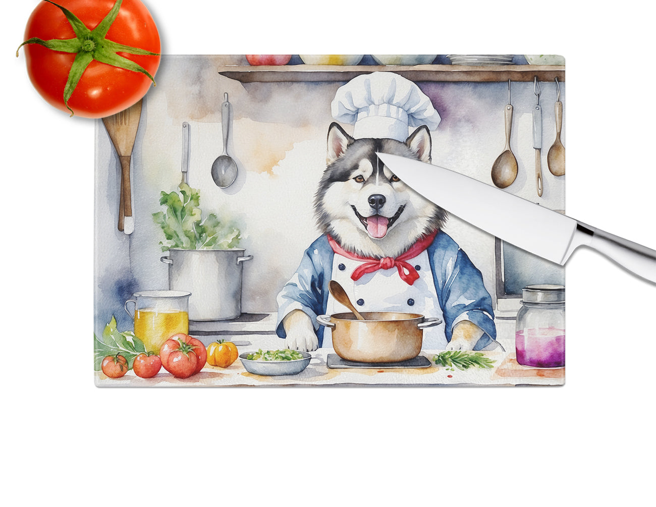 Alaskan Malamute The Chef Glass Cutting Board