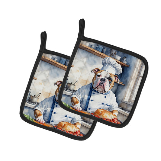 Buy this American Bulldog The Chef Pair of Pot Holders