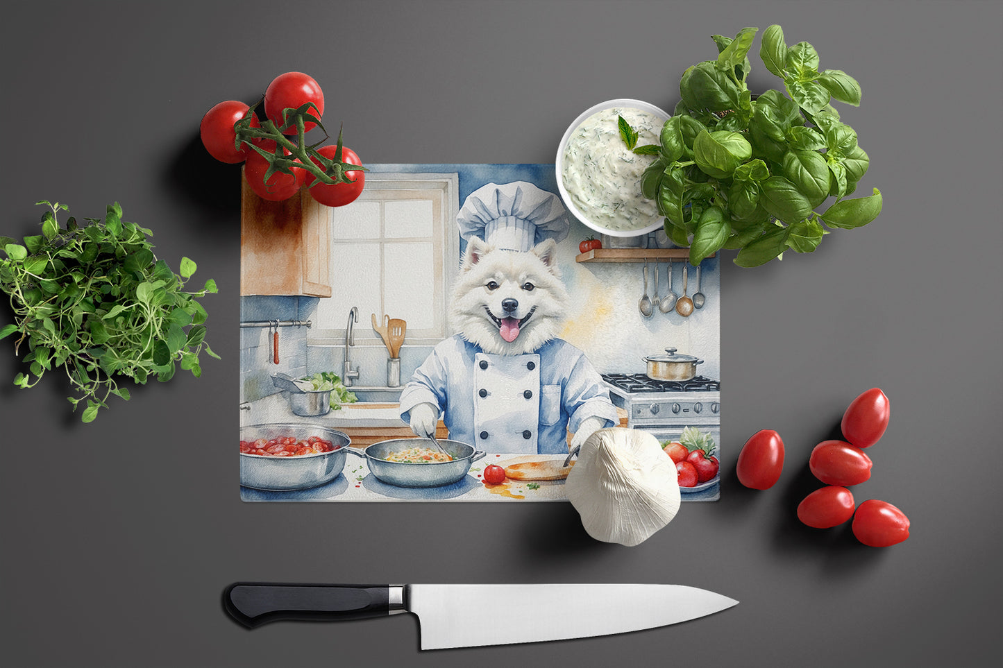 American Eskimo The Chef Glass Cutting Board