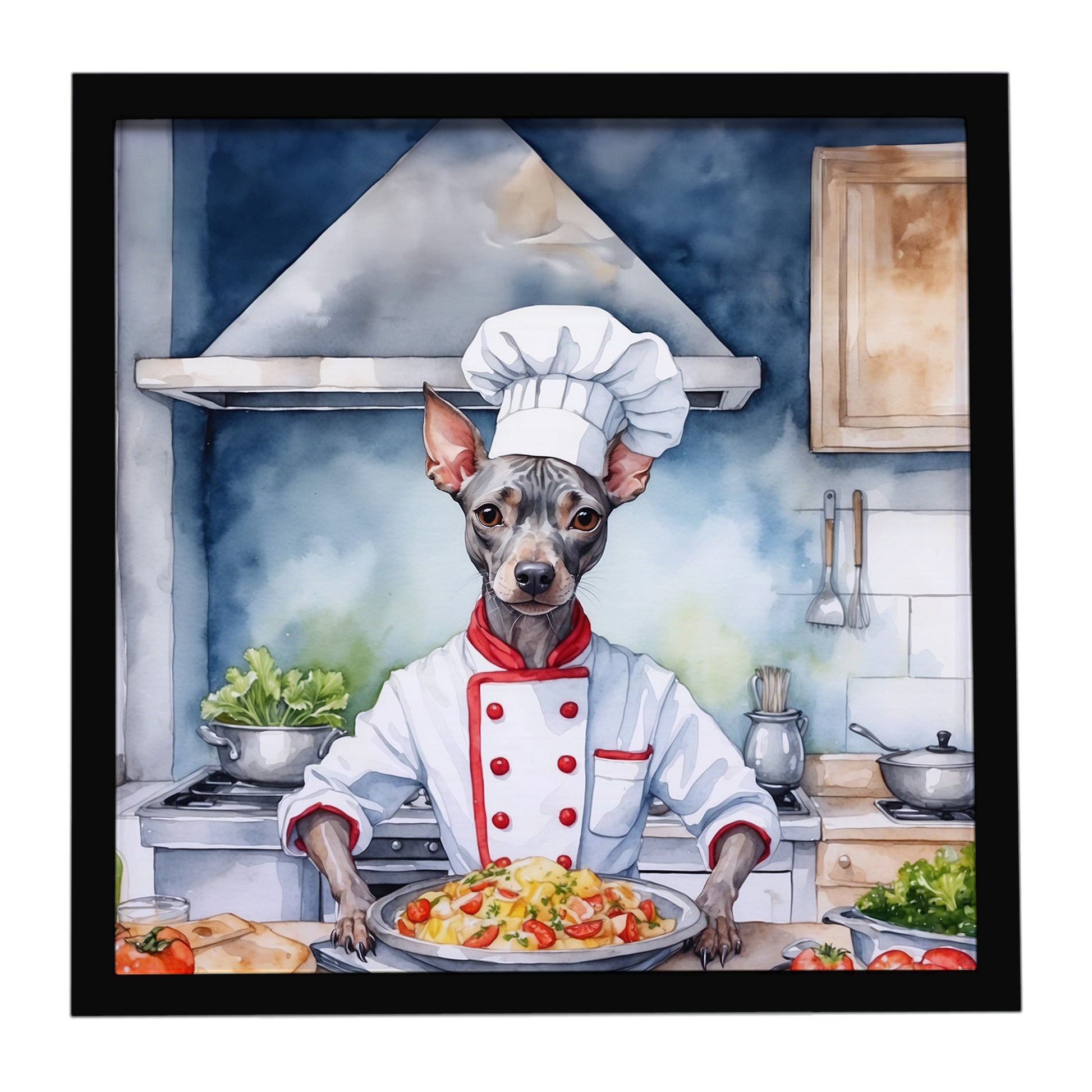 Buy this American Hairless Terrier The Chef Framed Metal Print