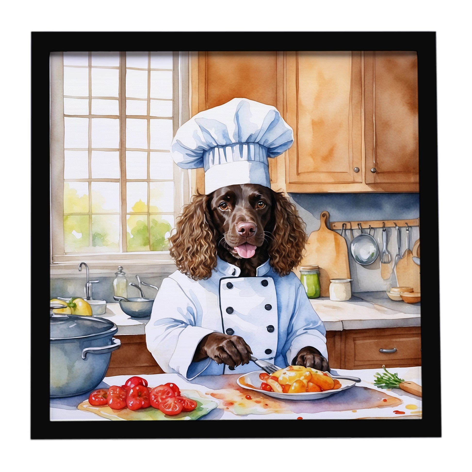 Buy this American Water Spaniel The Chef Framed Metal Print