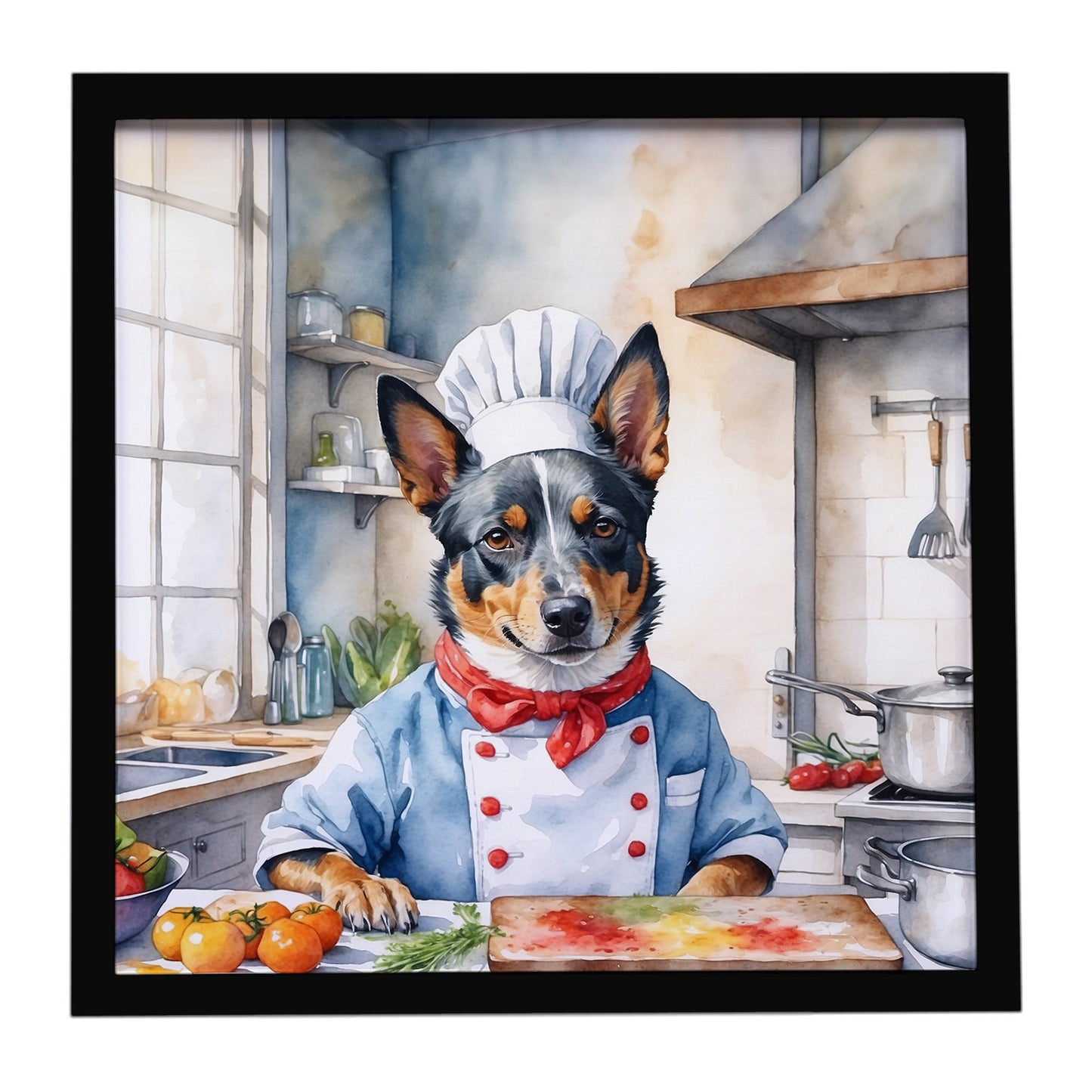 Buy this Australian Cattle Dog The Chef Framed Metal Print