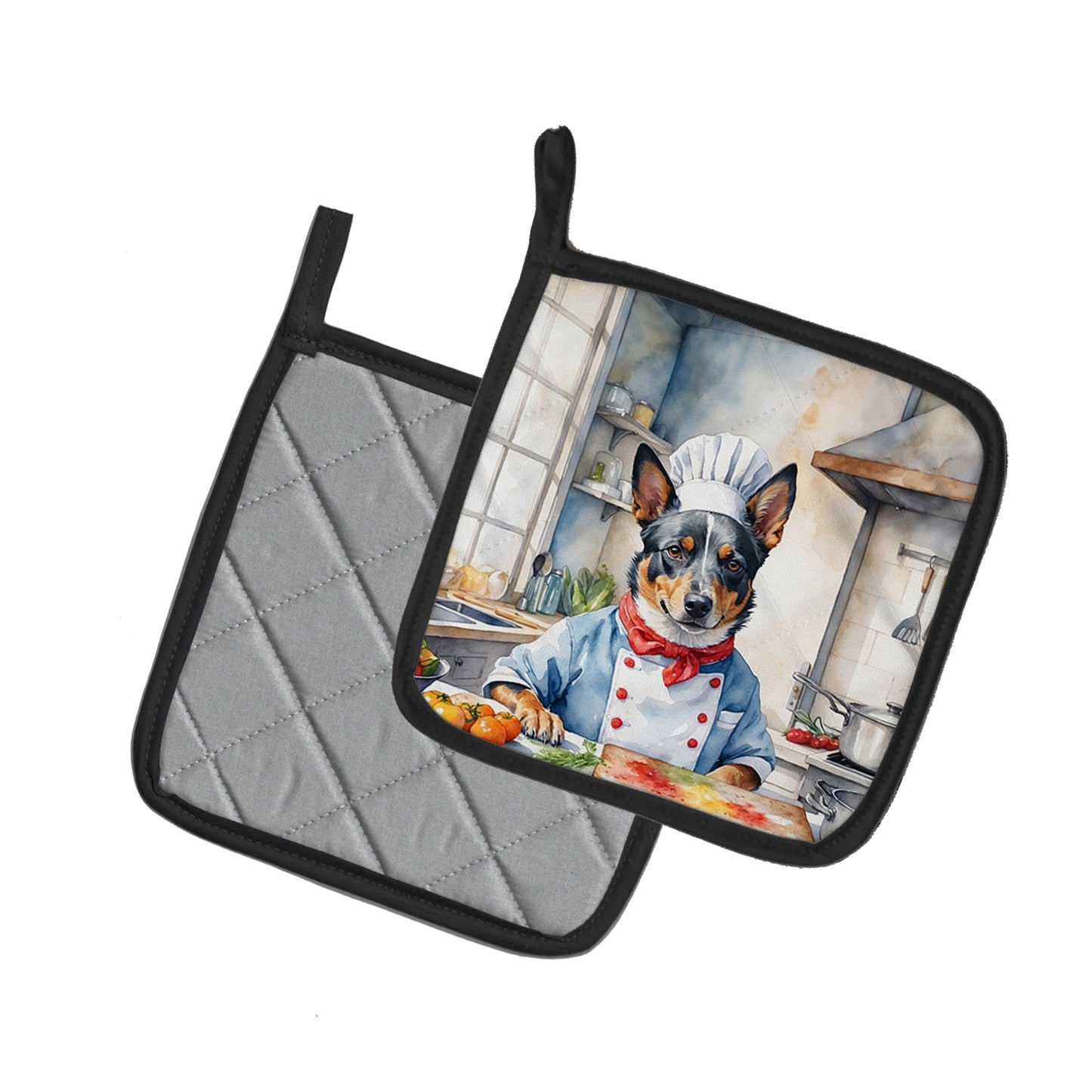 Australian Cattle Dog The Chef Pair of Pot Holders