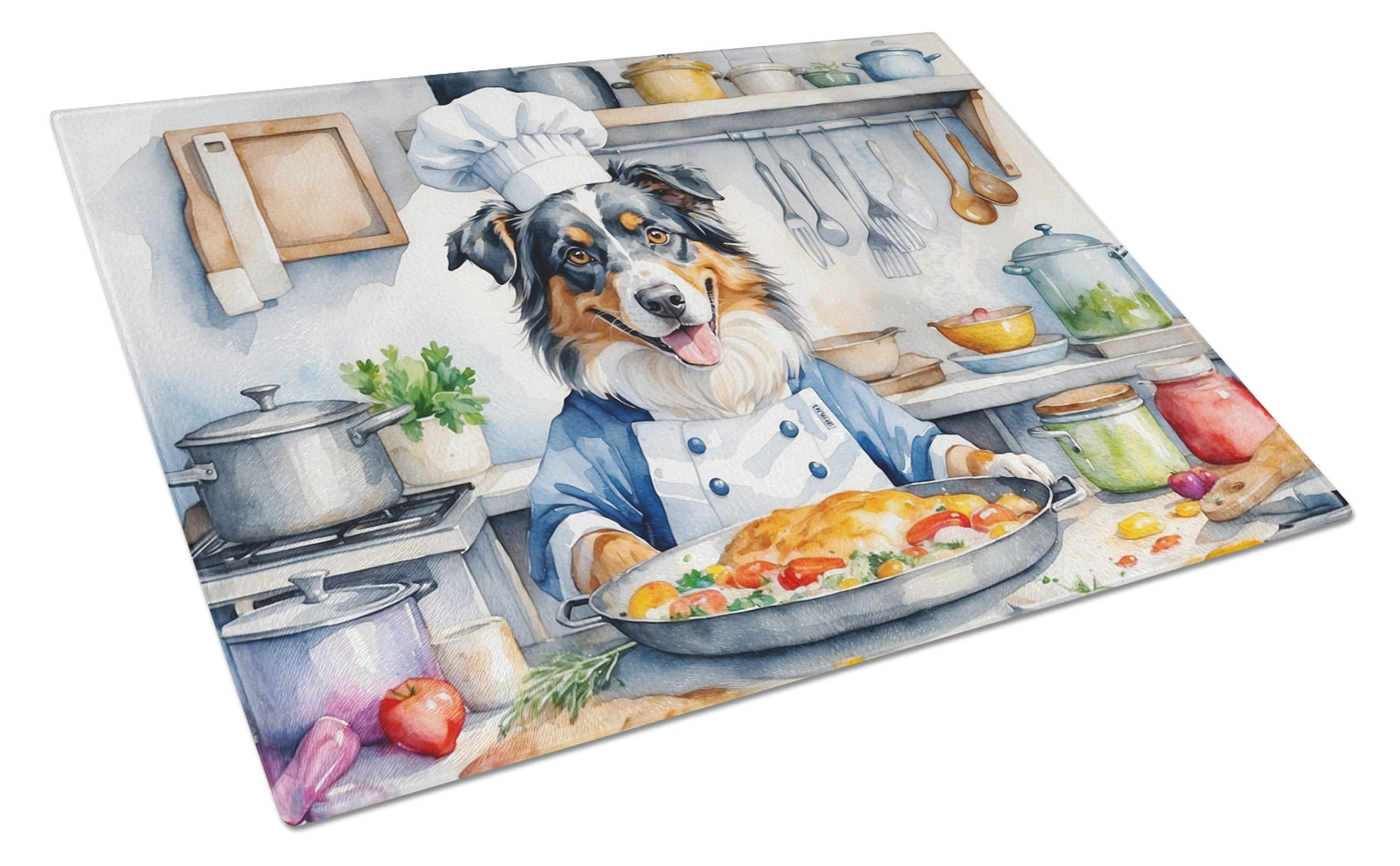 Buy this Australian Shepherd The Chef Glass Cutting Board