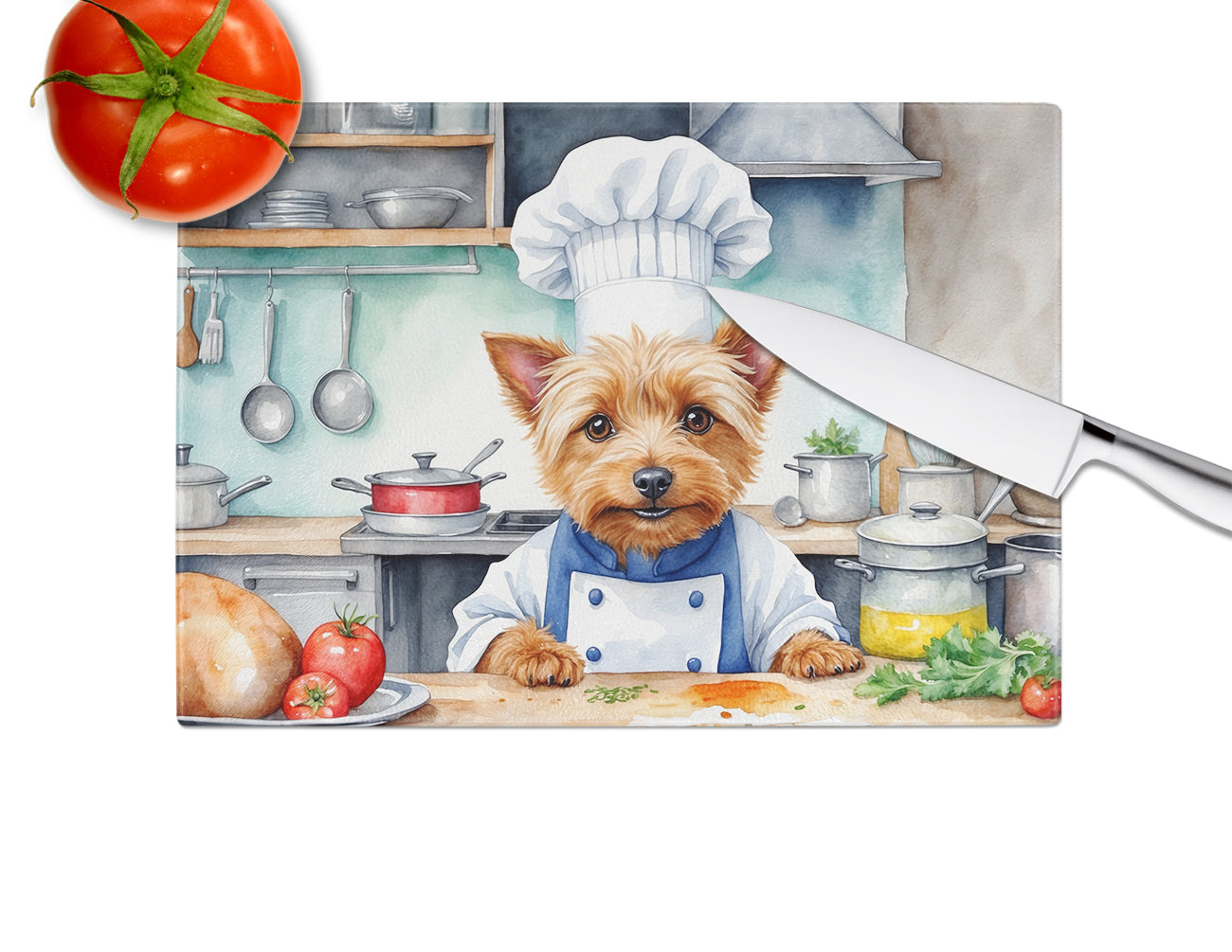 Australian Terrier The Chef Glass Cutting Board