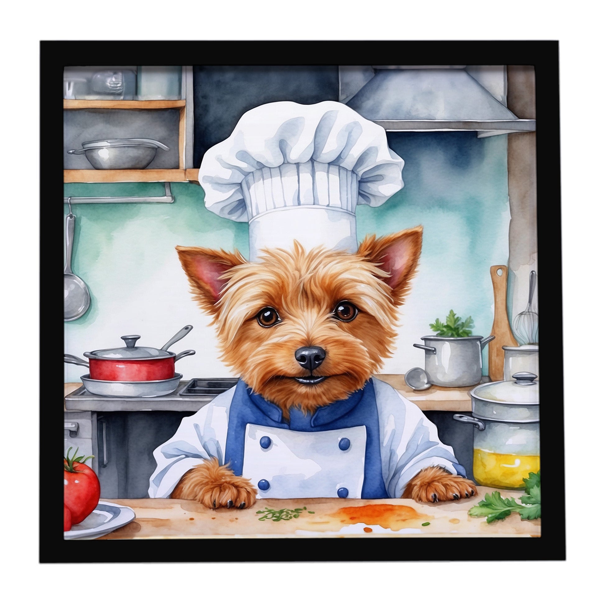 Buy this Australian Terrier The Chef Framed Metal Print
