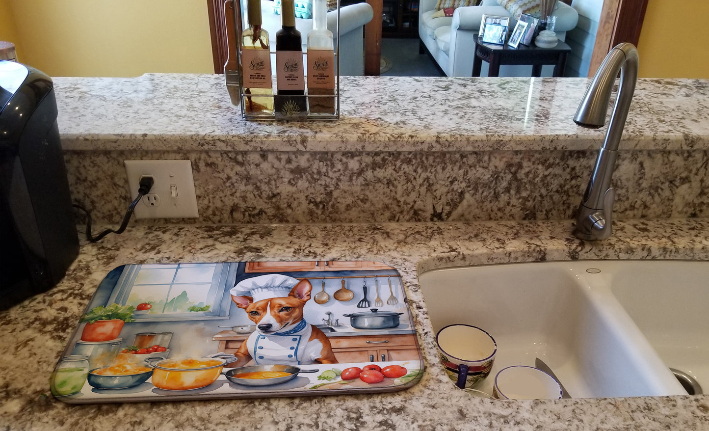 Basenji The Chef Dish Drying Mat