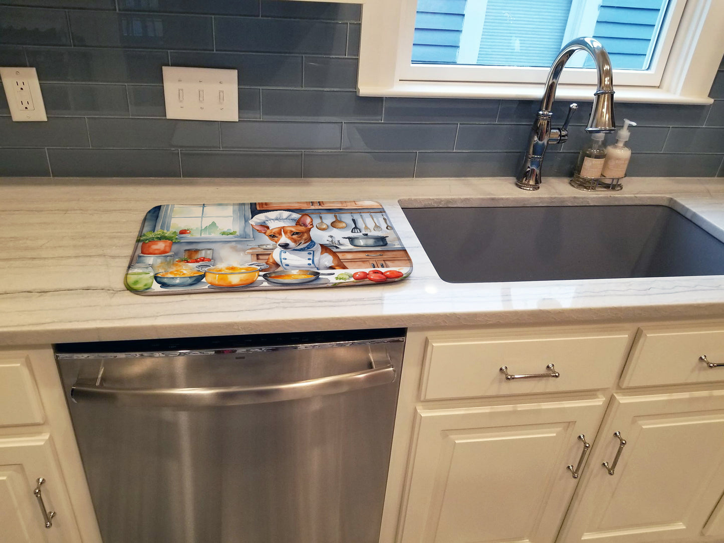 Basenji The Chef Dish Drying Mat