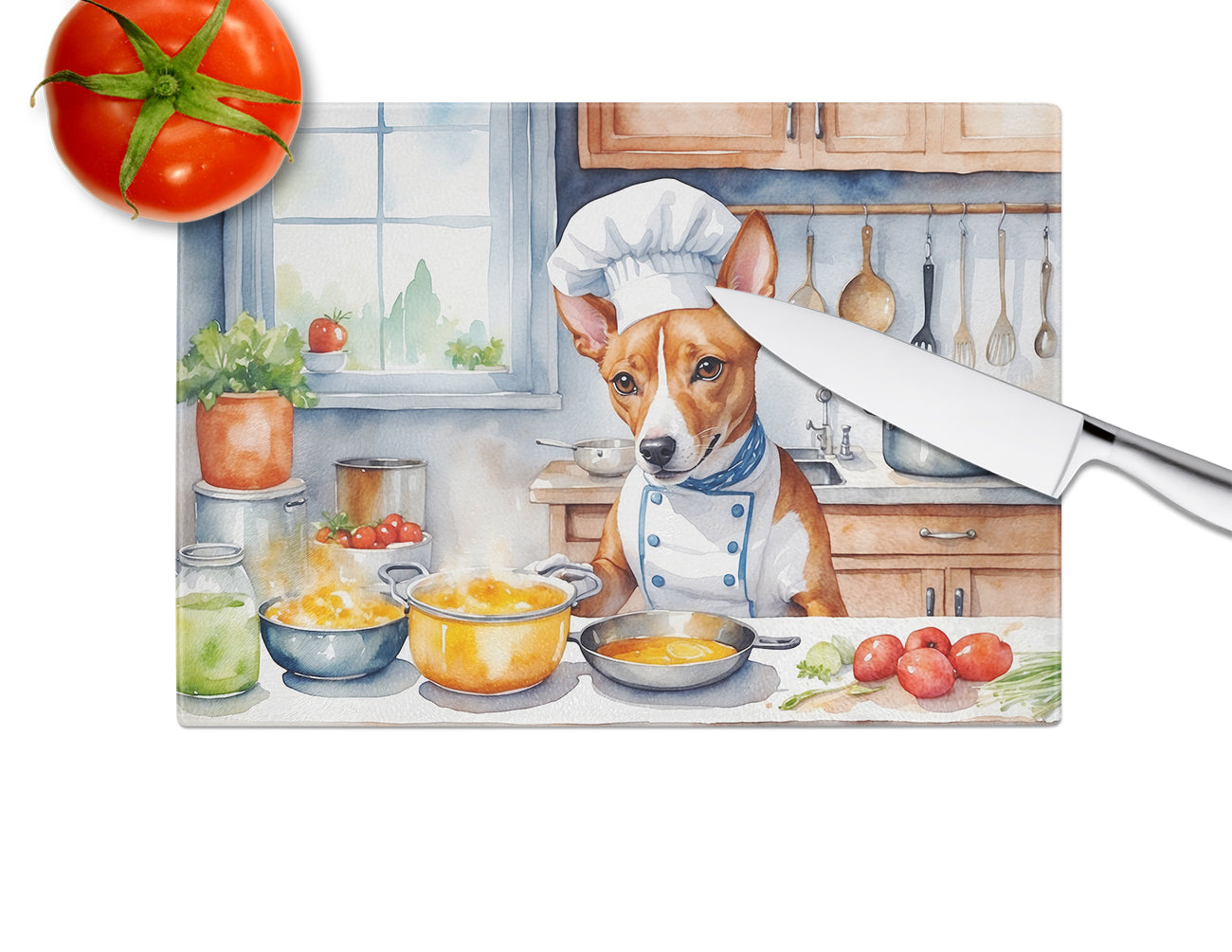 Basenji The Chef Glass Cutting Board