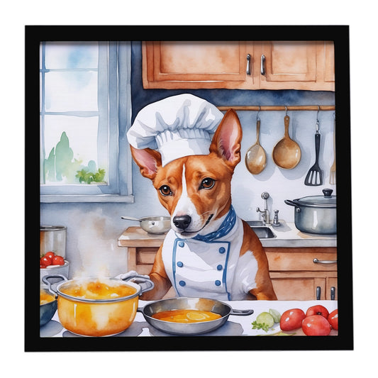 Buy this Basenji The Chef Framed Metal Print