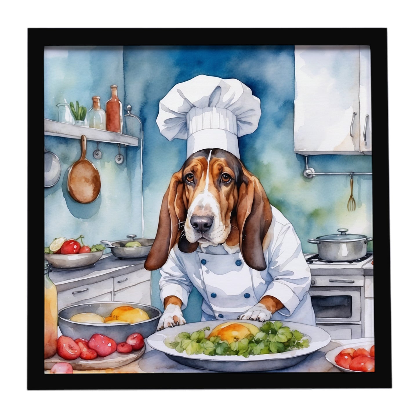 Buy this Basset Hound The Chef Framed Metal Print